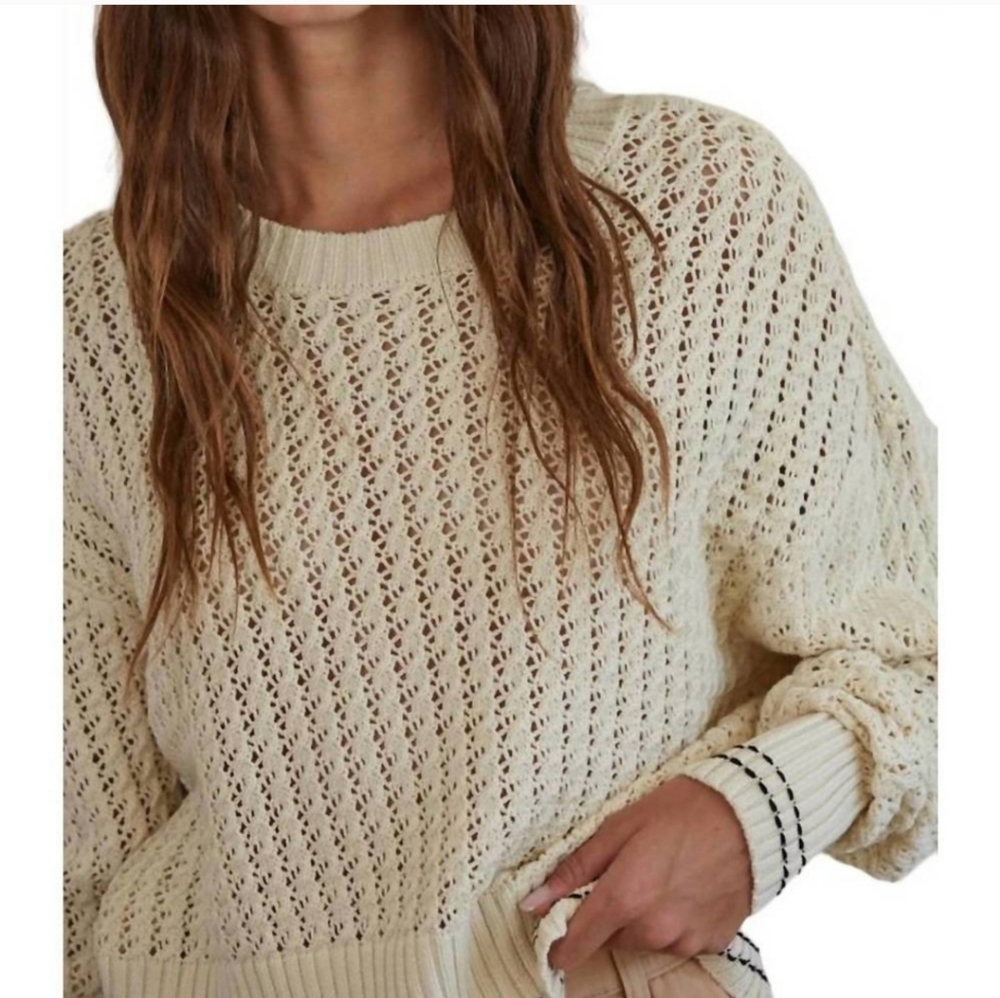 NEW BY TOGETHER match point pullover sweater in natural - Picture 2 of 7